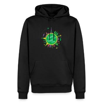 Travell-Well Travell-Souvent - Sweat à capuche Premium bio Homme - noir - Devant - Nico (187cm)