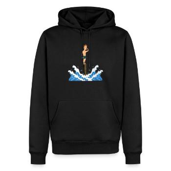 l'épreuve des poteaux - Sweat à capuche Premium bio Homme - noir - Devant - Nico (187cm)