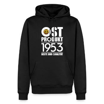 OSTPRODUKT 1953 DDR OSSI 73. GEBURTSTAG - Männer Premium Bio Hoodie - Schwarz - Vorne - Nico (187cm)