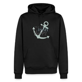 Travel is my therapy - Reisen ist meine Therapie - Männer Premium Bio Hoodie - Schwarz - Vorne - Nico (187cm)