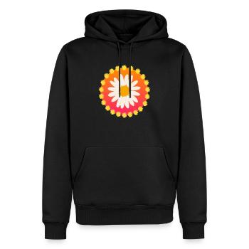 Pâquerette Flower Power 60s 70s - Sweat à capuche Premium bio Homme - noir - Devant - Nico (187cm)