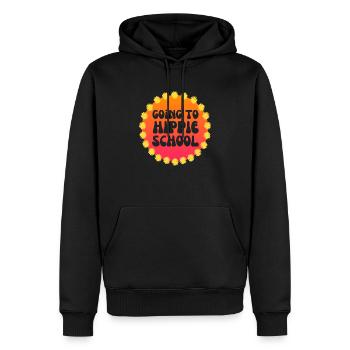Auf dem Weg in die Hippie-Schule der 60er Jahre - Männer Premium Bio Hoodie - Schwarz - Vorne - Nico (187cm)