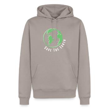 Saving the earth - Men’s Premium Organic Hoodie - taupe - Front - Nico (187cm)