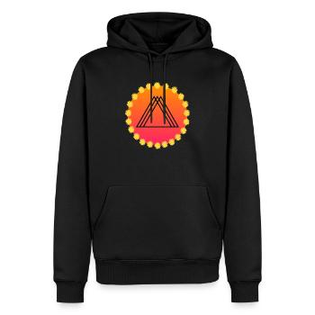 Sonnen- und Flower-Power-Dreiecke - Männer Premium Bio Hoodie - Schwarz - Vorne - Nico (187cm)