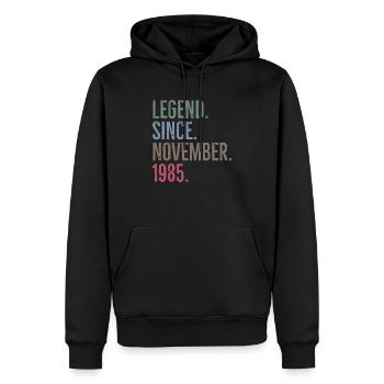 Legende seit November 1985 - Männer Premium Bio Hoodie - Schwarz - Vorne - Nico (187cm)