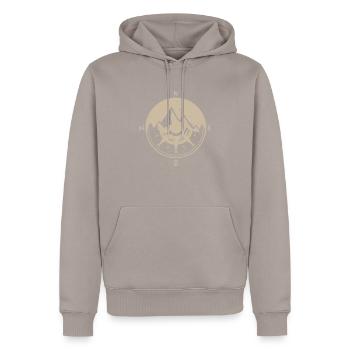Boussole Alpinisme Beige - Sweat à capuche Premium bio Homme - taupe - Devant - Nico (187cm)
