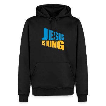 Citation de Jésus est roi - Sweat à capuche Premium bio Homme - noir - Devant - Nico (187cm)