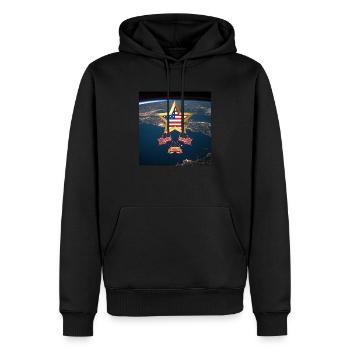 USA, étoiles et ceintures - Sweat à capuche Premium bio Homme - noir - Devant - Nico (187cm)