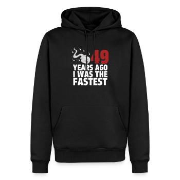 Vor 49 Jahren war ich der Schnellste - Männer Premium Bio Hoodie - Schwarz - Vorne - Nico (187cm)