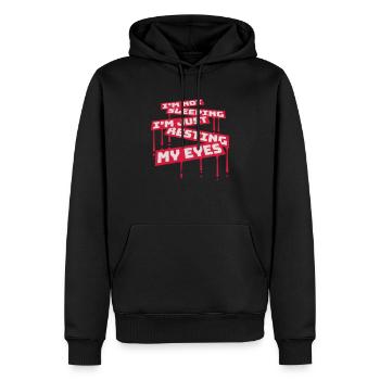 im not sleeping Zitat - Männer Premium Bio Hoodie - Schwarz - Vorne - Nico (187cm)