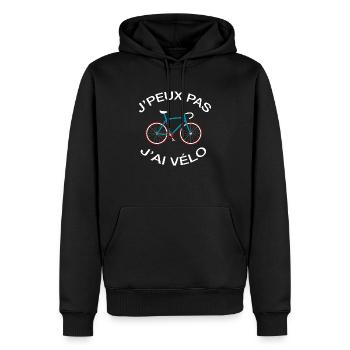 J'Peux Pas J'ai Vélo - Drôle Cadeau Cycliste - Sweat à capuche Premium bio Homme - noir - Devant - Nico (187cm)