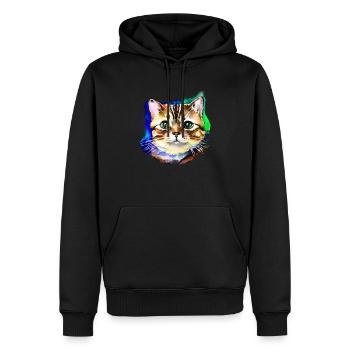 Visage de chat 3 - Sweat à capuche Premium bio Homme - noir - Devant - Nico (187cm)