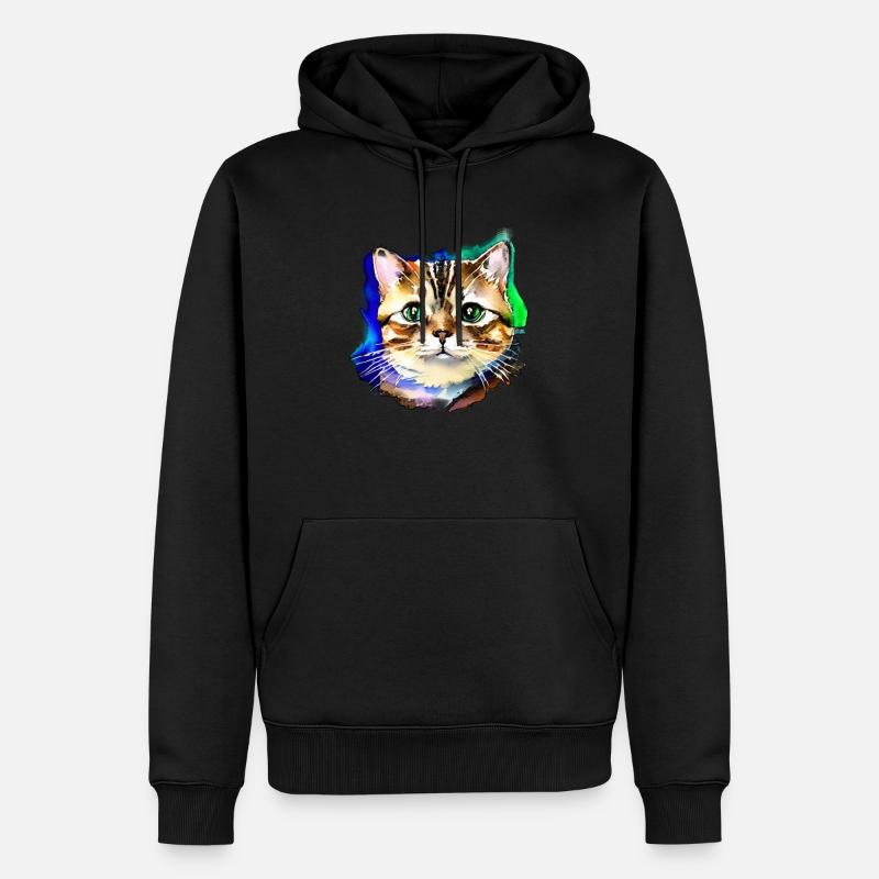 Katzengesicht 3 - Männer Premium Bio Hoodie - Schwarz
