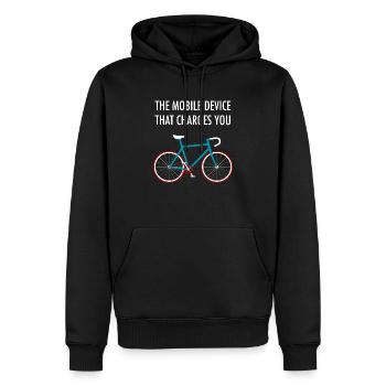 L’appareil mobile qui vous recharge - Bike Bike - Sweat à capuche Premium bio Homme - noir - Devant - Nico (187cm)