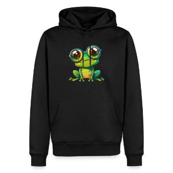 Kawaii Süßer glücklicher bunter Frosch mit Sonnenbrille - Männer Premium Bio Hoodie - Schwarz - Vorne - Nico (187cm)