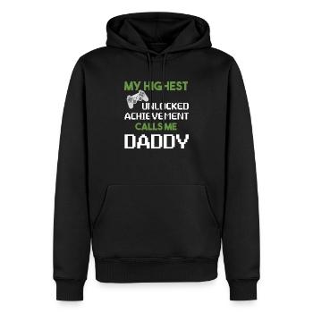 Nerdy Drôle Fête des pères Gamer Papa Jeux vidéo - Sweat à capuche Premium bio Homme - noir - Devant - Nico (187cm)