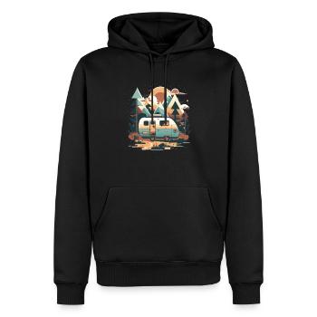 Caravanes, camping-cars en montagne - Sweat à capuche Premium bio Homme - noir - Devant - Nico (187cm)