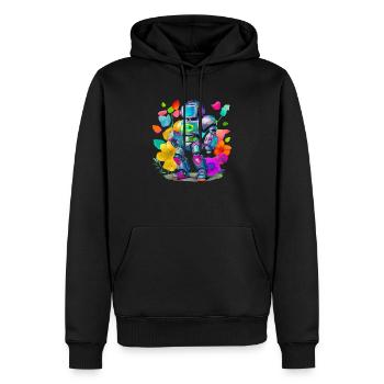 Robot - Sweat à capuche Premium bio Homme - noir - Devant - Nico (187cm)