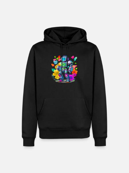 Robot - Männer Premium Bio Hoodie - Schwarz