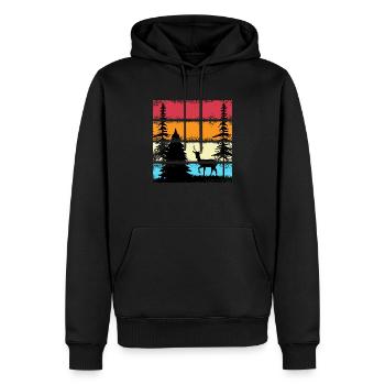 Wald shinrin yoku Waldmeditation retro Hirsch - Männer Premium Bio Hoodie - Schwarz - Vorne - Nico (187cm)