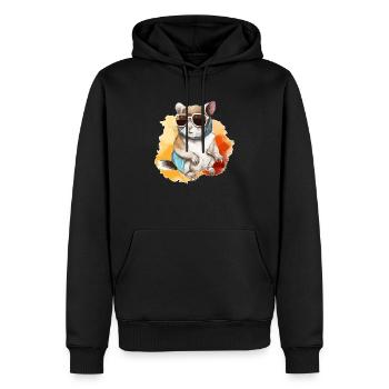 Zik l'écureuil à lunettes - Sweat à capuche Premium bio Homme - noir - Devant - Nico (187cm)