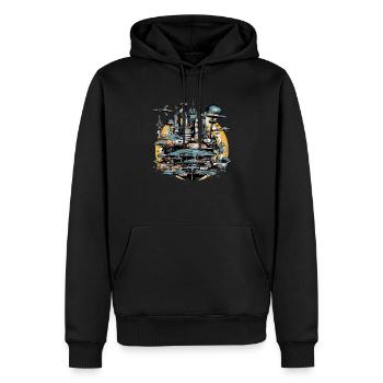 Mava futuristic city - Men’s Premium Organic Hoodie - black - Front - Nico (187cm)
