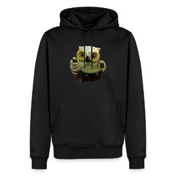 Eule Eule - Männer Premium Bio Hoodie - Schwarz - Vorne - Nico (187cm)