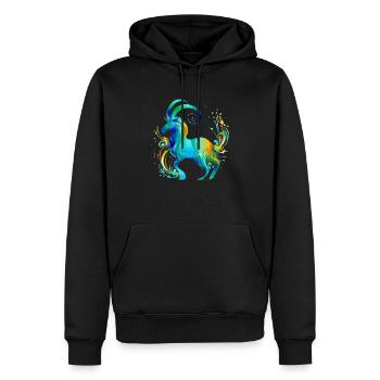 Lolo le capricorne - Sweat à capuche Premium bio Homme - noir - Devant - Nico (187cm)