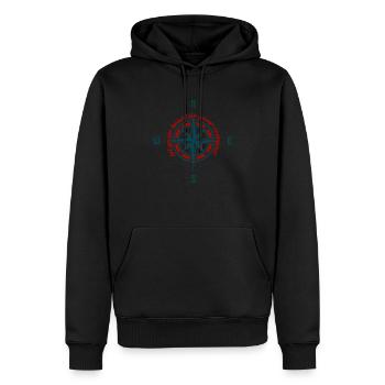 Lass dein Herz dein Kompass sein. - Männer Premium Bio Hoodie - Schwarz - Vorne - Nico (187cm)