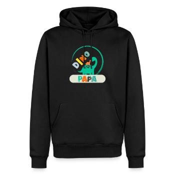 Dino Papa - Männer Premium Bio Hoodie - Schwarz - Vorne - Nico (187cm)