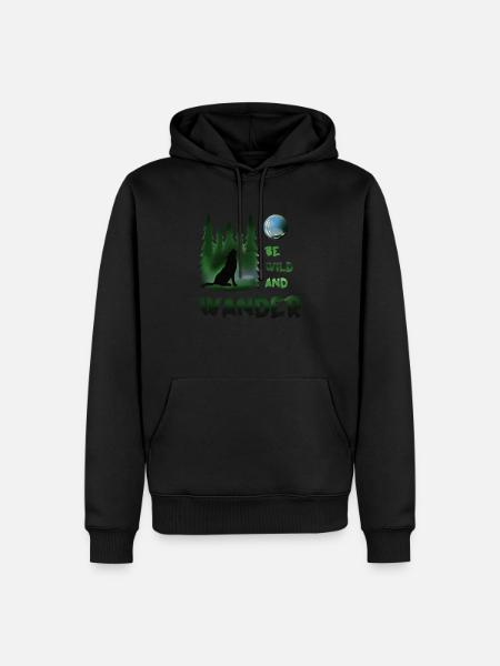 Be wild and wander Wolf - Men’s Premium Organic Hoodie - black