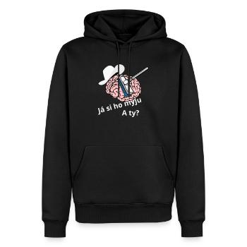 Já si ho myju! A ty? - Sweat à capuche Premium bio Homme - noir - Devant - Nico (187cm)