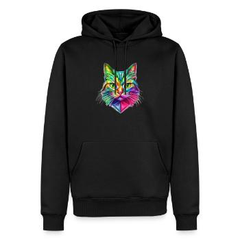 AUFFÄLLIGE STILISIERTE KATZE - Männer Premium Bio Hoodie - Schwarz - Vorne - Nico (187cm)