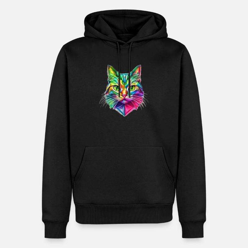 AUFFÄLLIGE STILISIERTE KATZE - Männer Premium Bio Hoodie - Schwarz