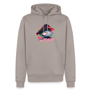 Halloween Style with Our Anime Witch Collection - Men’s Premium Organic Hoodie - taupe - Front - Nico (187cm)