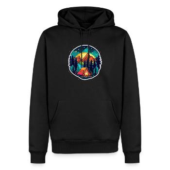 Camping, Zelt und Lagerfeuer - Männer Premium Bio Hoodie - Schwarz - Vorne - Nico (187cm)