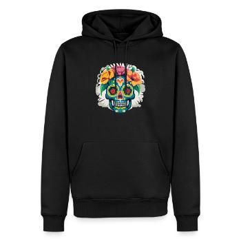 Calavera - Crâne coloré - Sweat à capuche Premium bio Homme - noir - Devant - Nico (187cm)