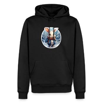 lapin drôle dans le motif enfant de neige - Sweat à capuche Premium bio Homme - noir - Devant - Nico (187cm)