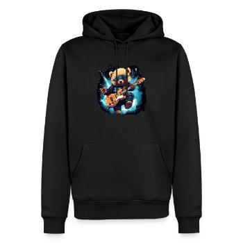 Cool Bear with Guitar for Guitar Players & Music - Men’s Premium Organic Hoodie - black - Front - Nico (187cm)