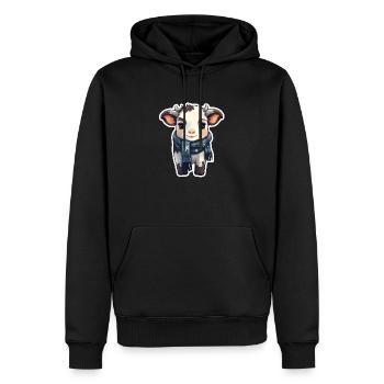 Kälbchen im Winter mit Schal - Männer Premium Bio Hoodie - Schwarz - Vorne - Nico (187cm)