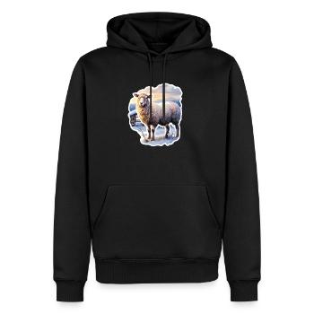 Schaf im Schnee - Männer Premium Bio Hoodie - Schwarz - Vorne - Nico (187cm)