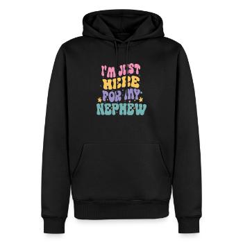 i'm Just Here For My Nephew funny Vintage groovy - Sweat à capuche Premium bio Homme - noir - Devant - Nico (187cm)