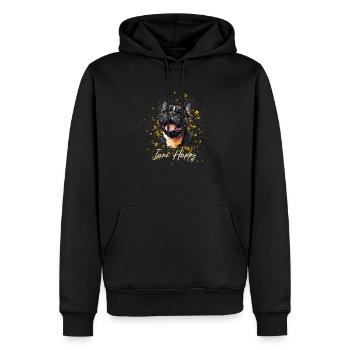 Französische Bulldogge ist Fröhlich - Männer Premium Bio Hoodie - Schwarz - Vorne - Nico (187cm)