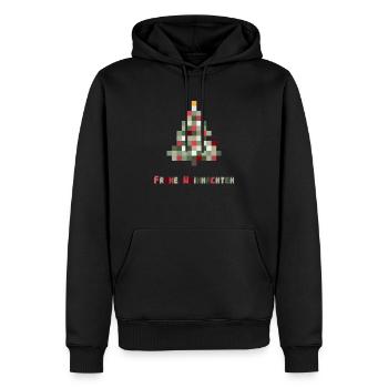 Merry Christmas 8-Bit Retro Christmas Tree - Men’s Premium Organic Hoodie - black - Front - Nico (187cm)