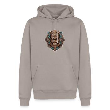 Tiki Beach - Polynesien Statue - Männer Premium Bio Hoodie - Taupe - Vorne - Nico (187cm)