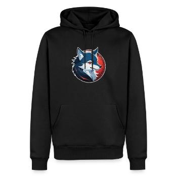 Wolf Tattoo - Männer Premium Bio Hoodie - Schwarz - Vorne - Nico (187cm)