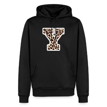 lettre Y motif léopard -idée cadeau d’anniversaire - Sweat à capuche Premium bio Homme - noir - Devant - Nico (187cm)