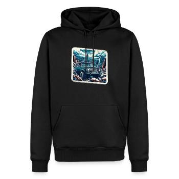 Amerikanischer Oldtimer und Sportwagen - Männer Premium Bio Hoodie - Schwarz - Vorne - Nico (187cm)