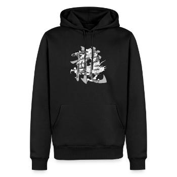dragon29 blanc kanji dragon gris - Sweat à capuche Premium bio Homme - noir - Devant - Nico (187cm)