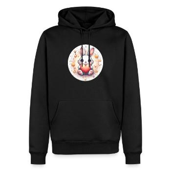 Rabbit with heart - Men’s Premium Organic Hoodie - black - Front - Nico (187cm)
